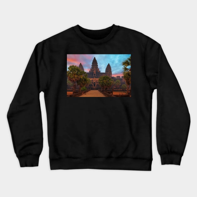 Angkor Wat Sunset Crewneck Sweatshirt by dags